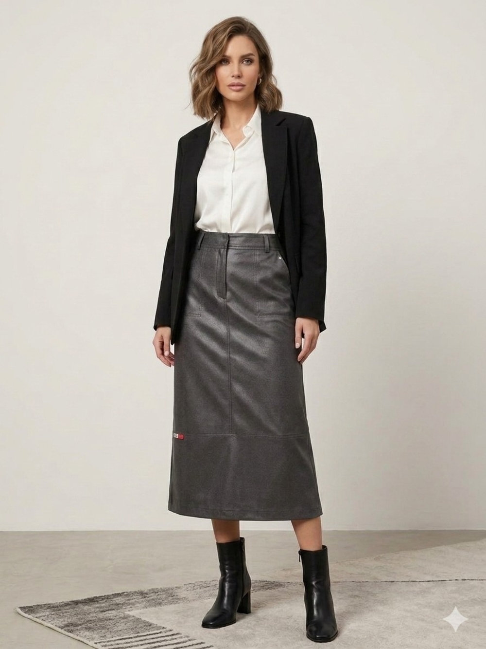 Vintage Y2K Terra Nostra Midi Pencil Skirt Minimalist Office Wear Goth Chic US8